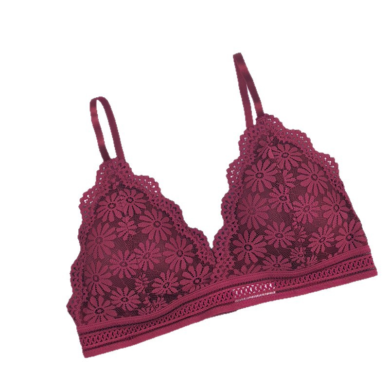 Transfronterizos sexy encaje envuelto en ropa interior de pecho de mujeres profundas V reunidas bra de espalda hermoso bra sin anillo de acero permeable comercio exterior