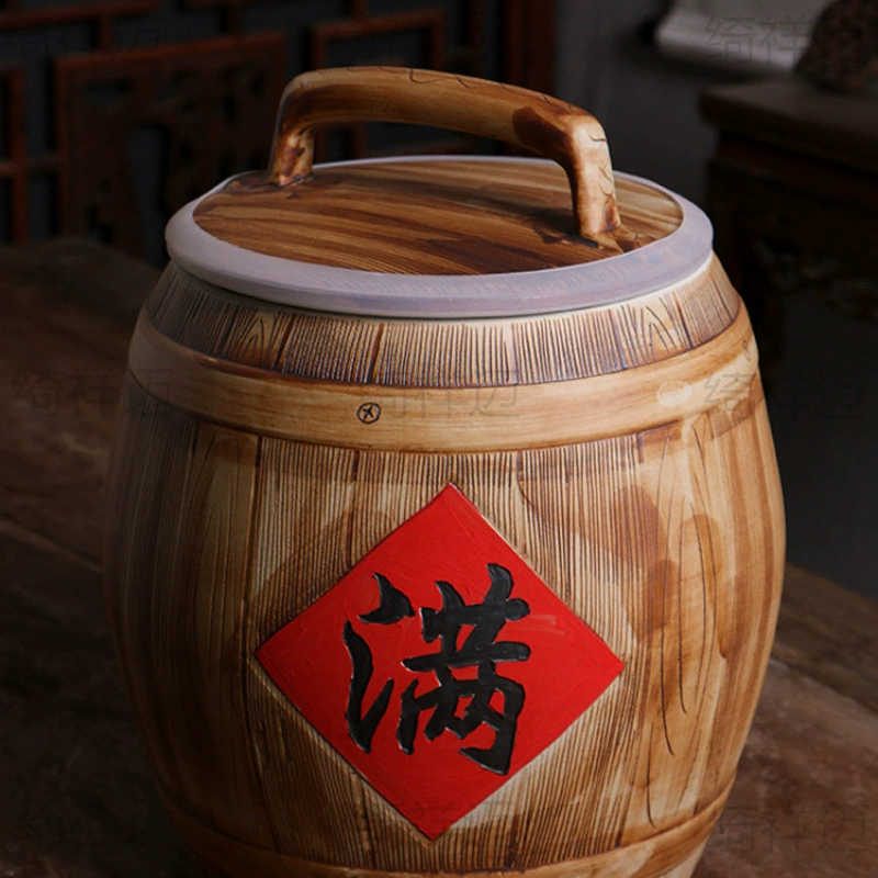 Керамическая рисовая банка Цзиндэчжэнь для домашнего использования с крышкой, герметичная, влагонепроницаемая, защищенная от насекомых, традиционный стиль, 10 джин, 20 джин, контейнер для хранения риса на 25kg г, ведро для риса.