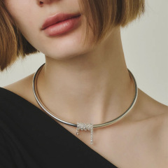 新款流苏项圈轻奢设计感水钻项圈精致开口项饰女 necklace