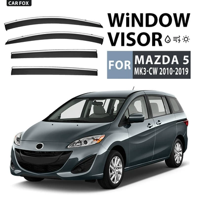 Rain shield: Visor Rearview Mirror Rain - standard-packaging-without-logo-mazda-5-mk3-cw-2010-2019-pc-silver-bright-strip-window-rain-shield