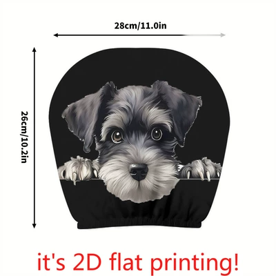 Universal Printed Headrest Covers for Cars, Various Quirky Prints, Polyester, Breathable, Antibacterial, Does Not Shrink or Become Hard (Sürətlər qutusu və əl tormozu başlıqları) - probe-schnauzer-2-pack