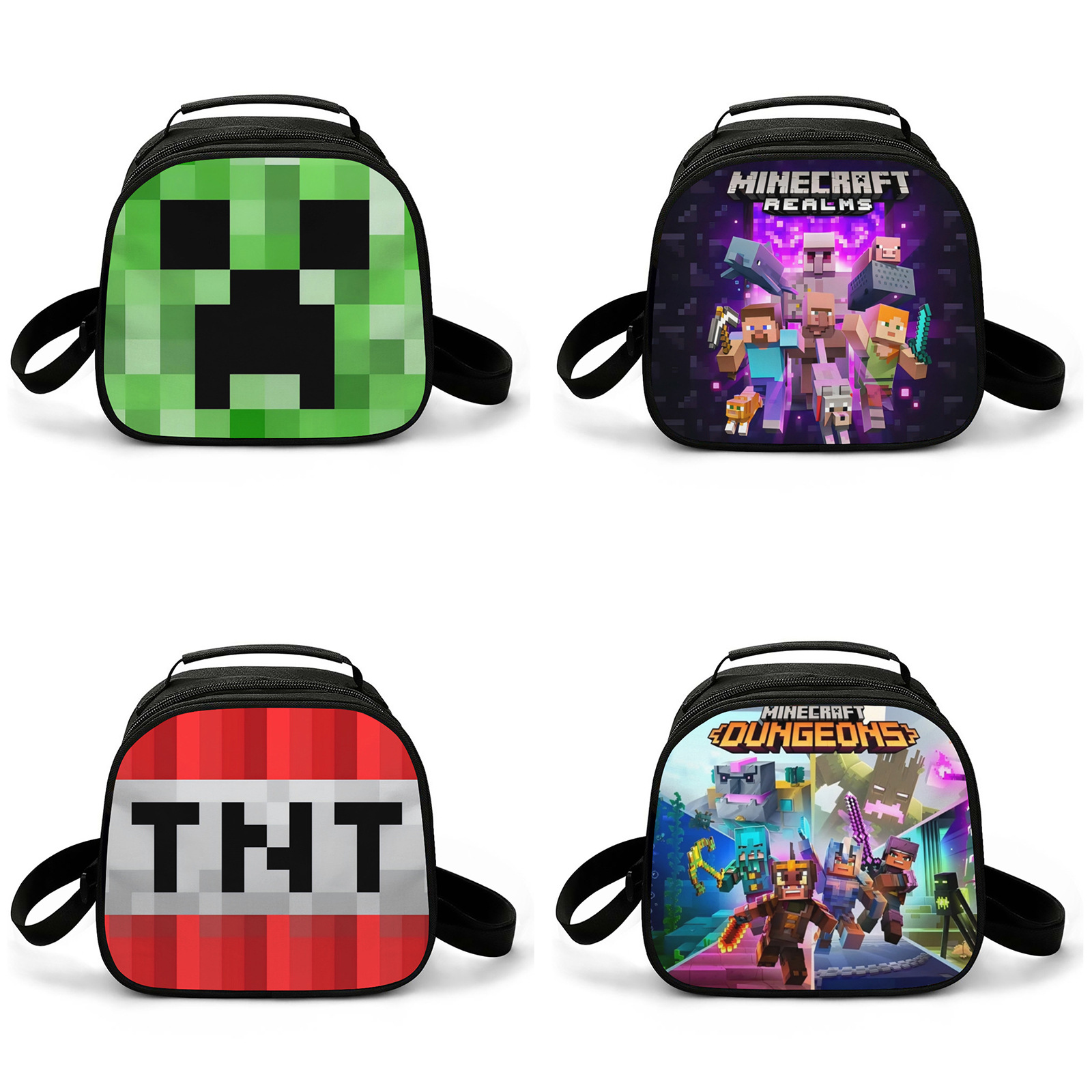 Hot Selling Minecraft Picnic Bag Children's Lunch Box Bag Cartoon Anime Handbag Convenient Wear-Resistant Breathable Insulation Bag