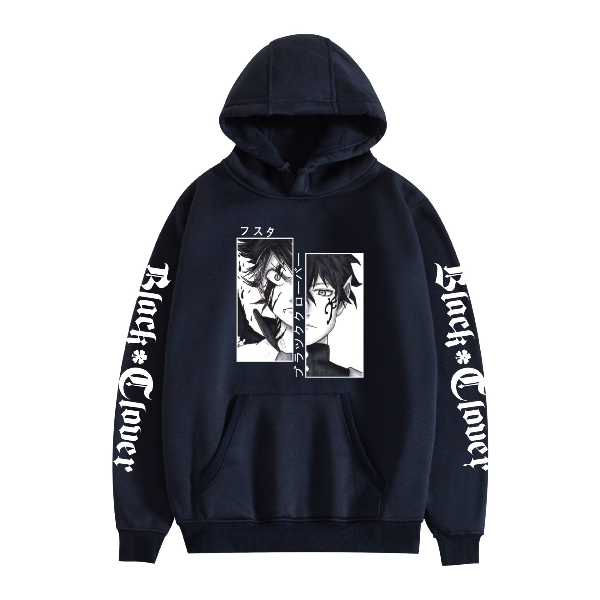 Comercio exterior black clover negro trébol de cuatro hojas periférico con capucha de terciopelo sudadera con estampado transfronterizo hoodie