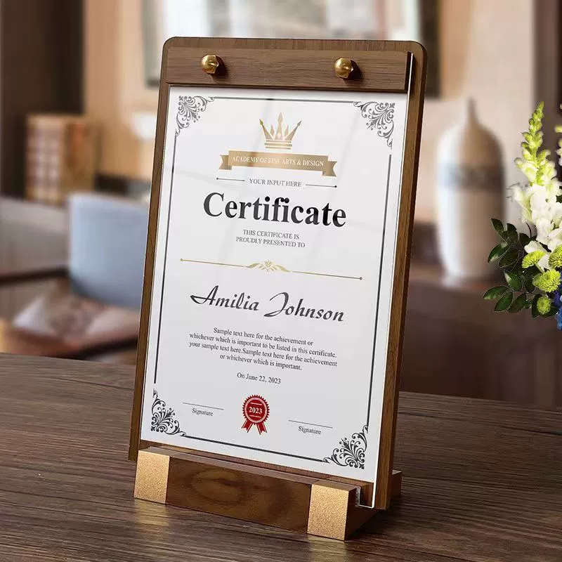 Акрил витрина A4 Прозрачный вертикальный стол, деревянная карточка, карточка, карточка A5 бревна, стол, двухсторонний ужин