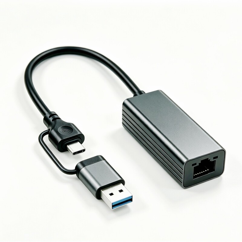 Usb2.0/3.0 Aluminum Alloy Gigabit Network Card Usb/Type C to Rj45/Network Port Dual-Head External Network Card