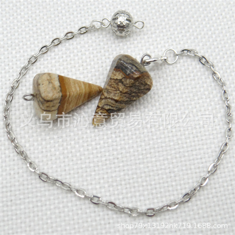 Venta caliente ágata natural cristal piedra preciosa cono hexágono cono colgante DIY cristal colgante espíritu péndulo