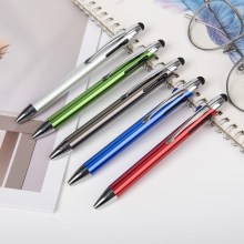 供应喷漆工艺多色金属笔按动式可触屏三色笔铝杆多色圆珠笔可印刷