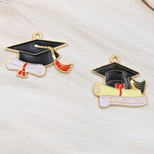 100分A+博士帽毕业季高考diy合金饰品配件发饰手链钥匙扣挂件吊坠
