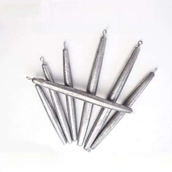 Long Pencil-Shaped Lead Sinker with Ring, Streamlined Fishing Net Lead Sinker, Low-Resistance Anchor Fishing Accessory