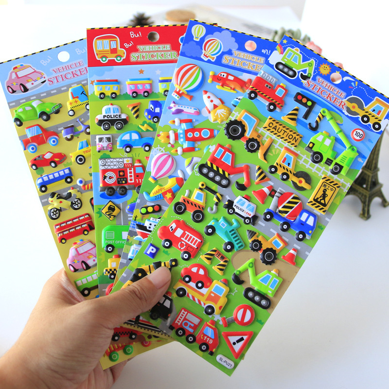 3d交通機関の小さい車の漫画の子供の立体のステッカーの益智の手作りの赤ちゃんのアルバムの日記の啓蒙は絵を貼ります。|undefined
