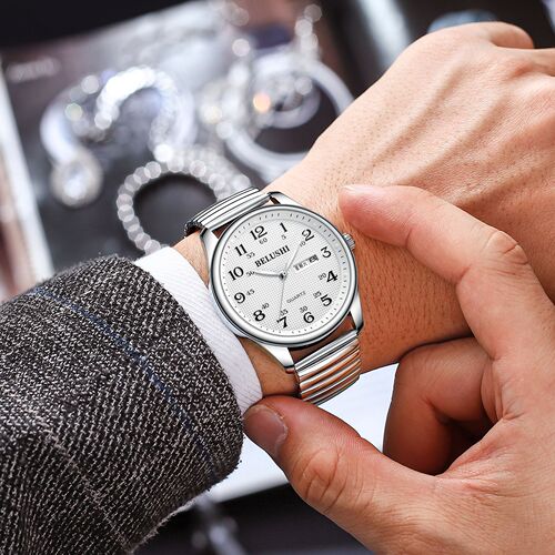 Bellos Foreign Trade New Luminous Quartz Watch for the Elderly Wholesale Stainless Steel Band Waterproof Couple Men's Watch