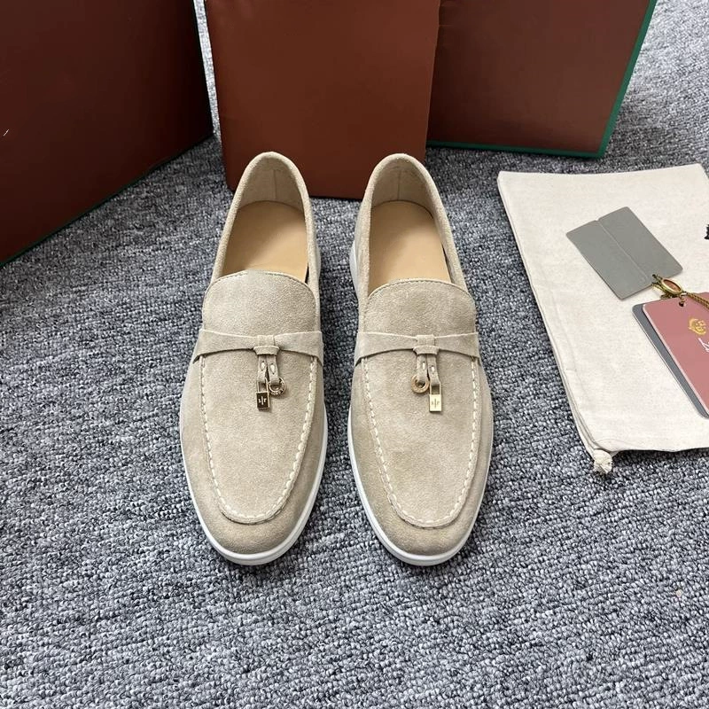 LP Single Shoes Женская 2024 Британский стиль Один педаль повседневная плоская бахроя пряжка дикая мягкая подошва Doubou удобная обувь Lefu