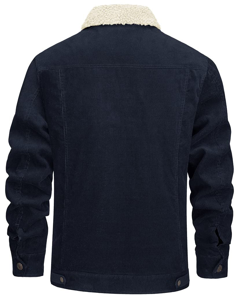 Men's 2024 new corduroy lapel long sleeved plush loose casual men's jacket_voghion.com