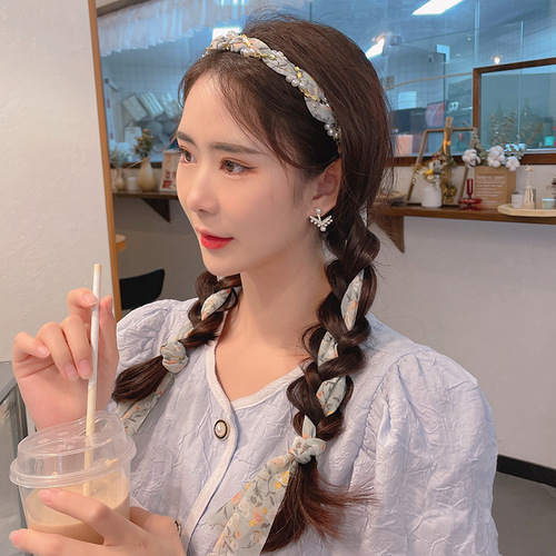 Summer ribbon floral streamer headband fabric braided hairband headband female hairband jewelry headband hairpin