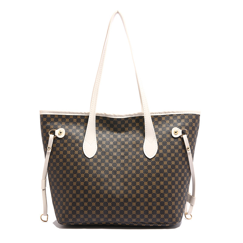 Bolso retro Tote 2024 nuevo bolso impreso bolso de mamá de gran capacidad bolso de hombro con costuras de color en contraste bolso de mujer