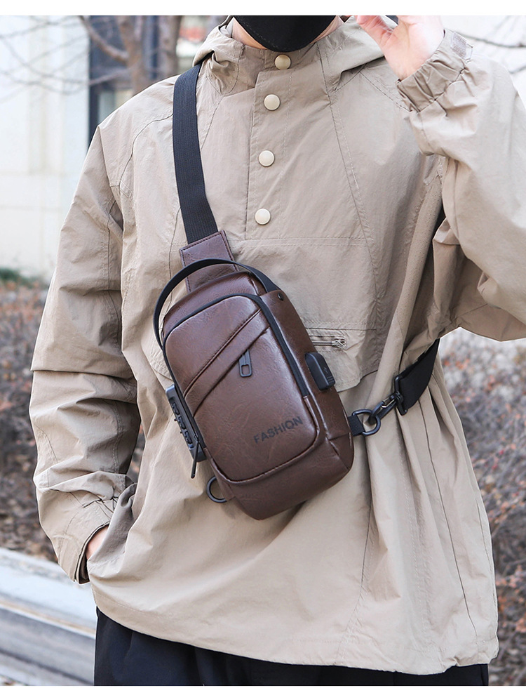 Men's chest bag, casual water-repellent single-shoulder crossbody bag, men's high-end outdoor travel bag, cycling bag, storage bag undefined