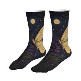 POD印花星夜蝴蝶中筒袜