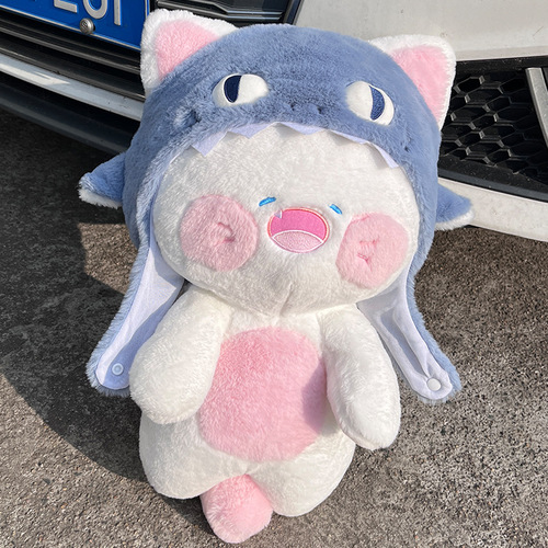 Same style internet celebrity shark cat doll, creative plush toy cat doll, cute birthday gift wholesale