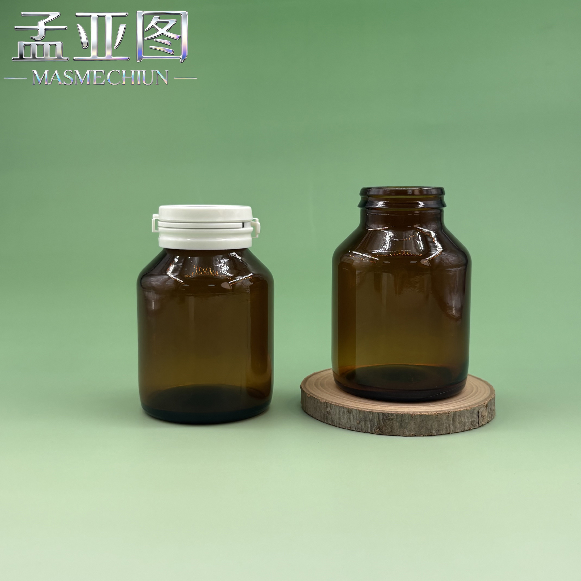 澳佳125cc茶色手撕拉盖玻璃瓶保健医药胶囊瓶益生菌维生素分装瓶