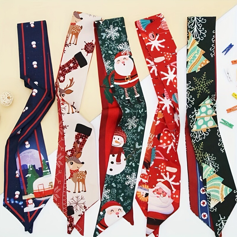 Christmas New Year Narrow Silk Scarf Small Long Strip Women's Spring and Autumn New All-match Hair Belt Scarf Stylish Decoration Matching Tie Bag Christmas New Year Narrow Silk Scarf Small Long Strip Women's Spring and Autumn New All-match Hair Belt Scarf Stylish Decoration Matching Tie Bag