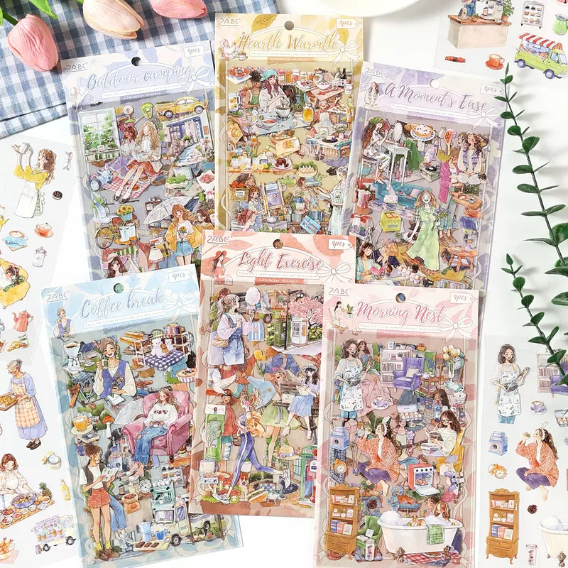 สติกเกอร์น่ารักสำหรับสมุดบันทึก ชุดสติกเกอร์สนุกสนานจาก Yuezhen พร้อมวัสดุสำหรับสมุดบันทึกและสติกเกอร์สำหรับเด็ก