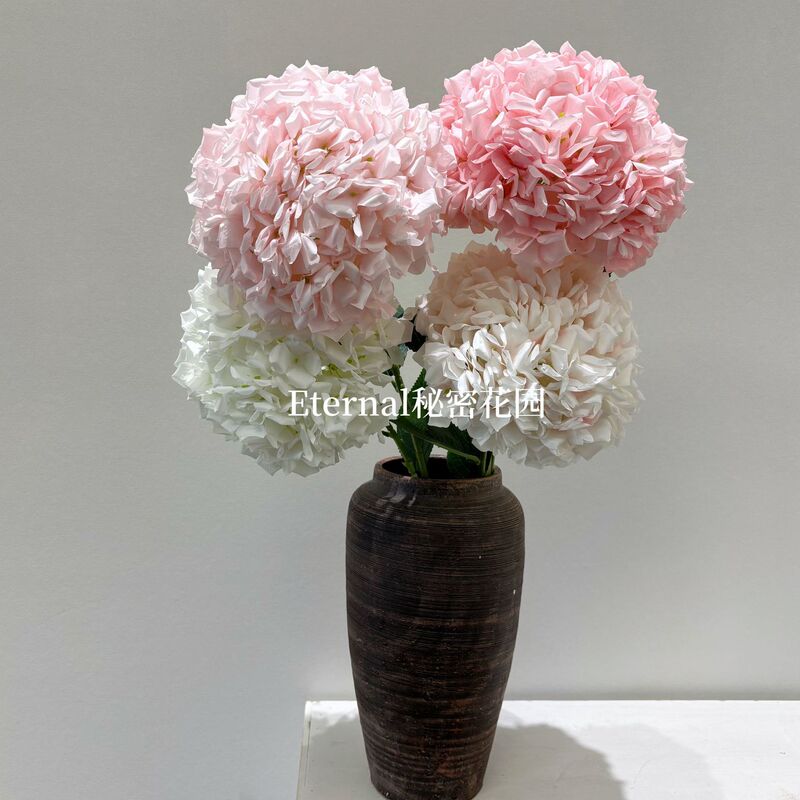 Curled-edged extra-large artificial hydrangea flowers, 216 pieces of large hydrangea silk flowers, lollipop hydrangea block flower material for flower walls
