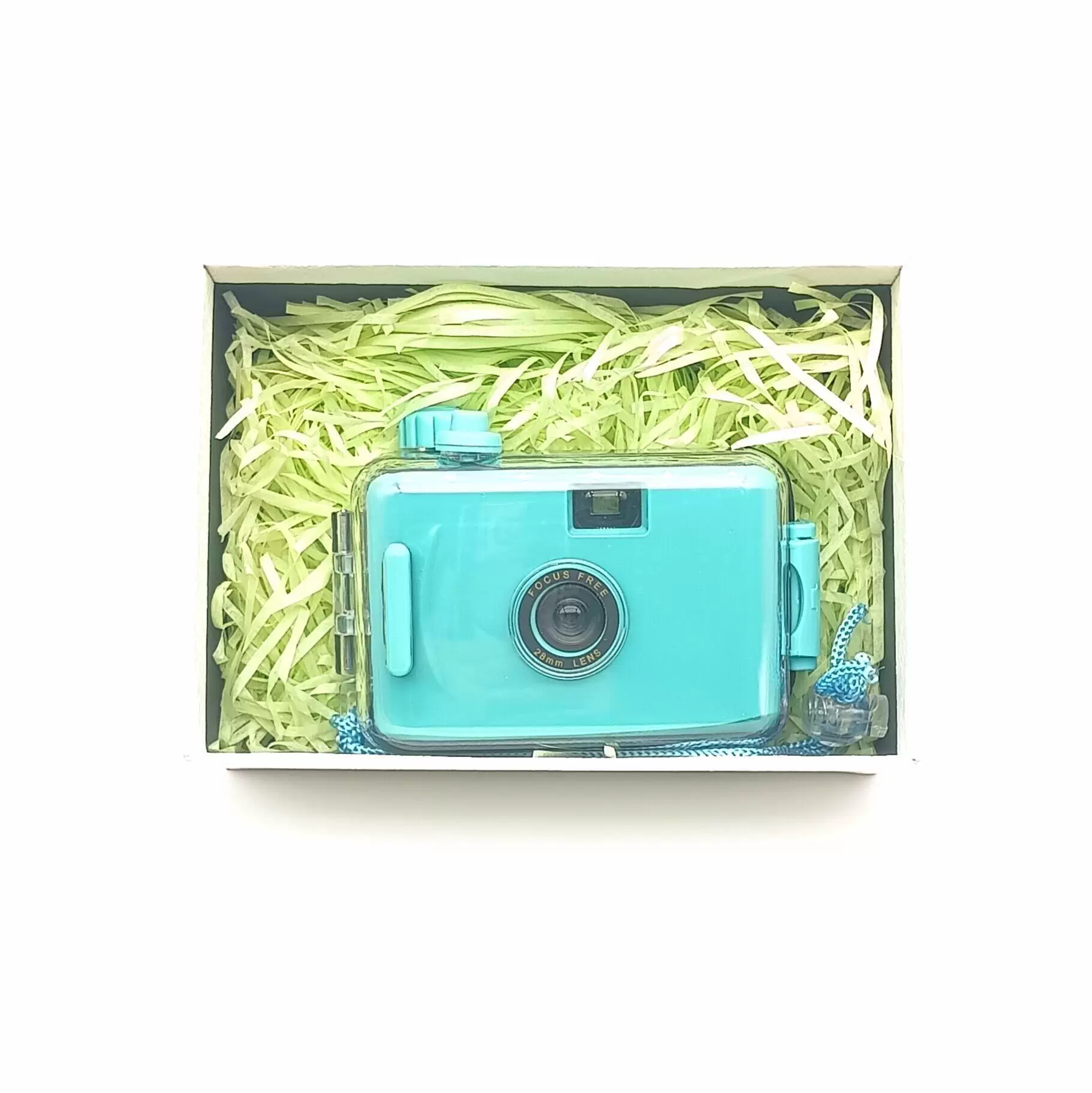 Голубая одноразовая мгновенная водонепроницаемая камера для детей, ретро-фотокамера в подарочной коробке