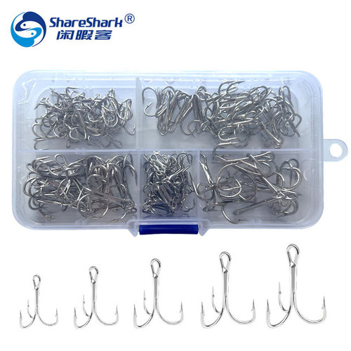 120 pieces/box Lure three-hook barbed three-anchor hook high carbon steel three-claw three-prong hook fishing gear three-hook wholesale