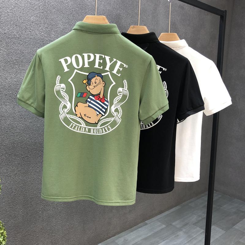 Cartoon printed Polo shirt, t-shirt, trendy brand, youth 2023 summer new men's short collar and half sleeved_voghion.com