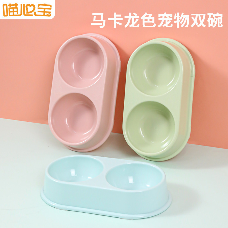 Wholesale INS style Oval pet double bowl cat eating bowl thickened plastic material two-in-one pet double Bowl Wholesale INS style Oval pet double bowl cat eating bowl thickened plastic material two-in-one pet double Bowl