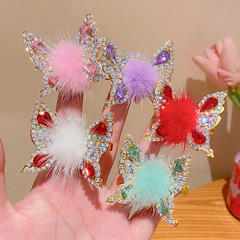Children's animated butterfly hair clip plush girl 3D hair clip head accessory girl new ancient style Hanfu tassel hair accessory
