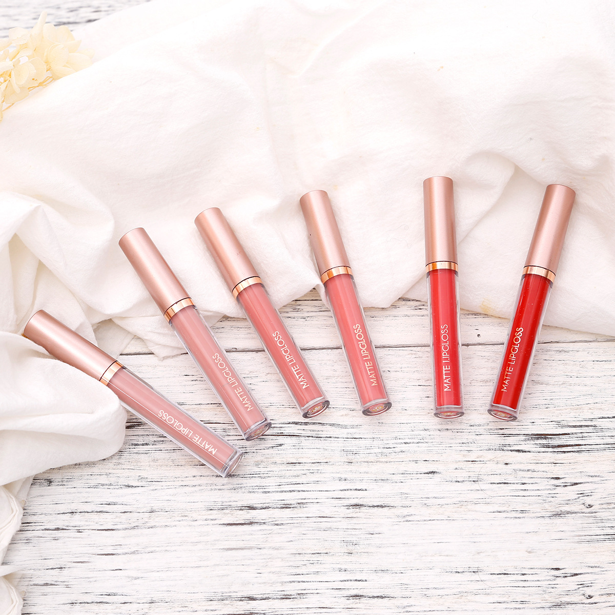 6-piece red matte lipstick set, liquid lipstick, waterproof, non-stick cup, lip gloss, velvet lip gloss, cross-border undefined