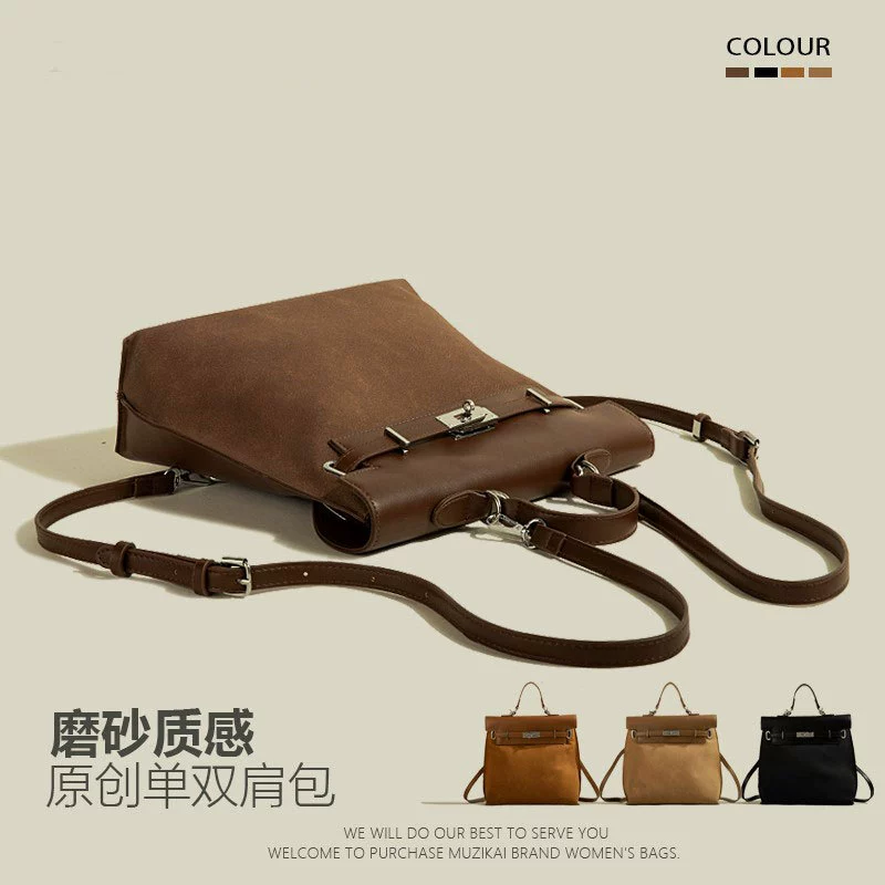 Retro handheld fashionable capacious travel bag, matte backpack