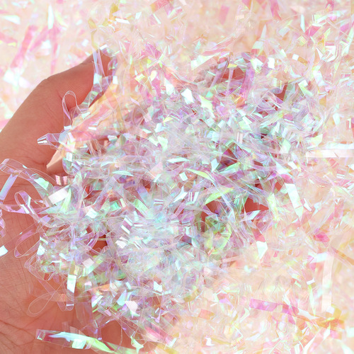 Factory direct sale 50gPP colorful rain silk gift box filling wedding candy box colorful wrinkled paper decoration