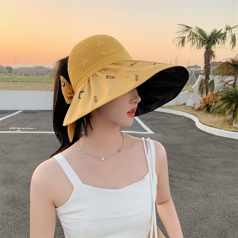 防紫外线黑胶遮阳帽子夏季女士户外防晒折叠空顶帽出游沙滩镂空帽详情14