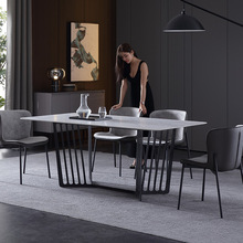 意大利进口岩板餐桌北欧家用小户型长方形饭桌简约现代餐桌椅组合