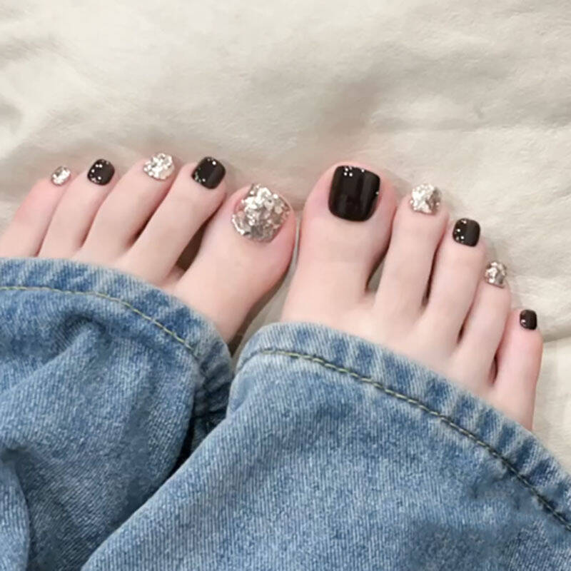 14 piezas de parche de uñas de pie hecho a mano, uñas de pie terminadas, uñas cortas, blanco, rojo, negro, ojos de gato, uñas