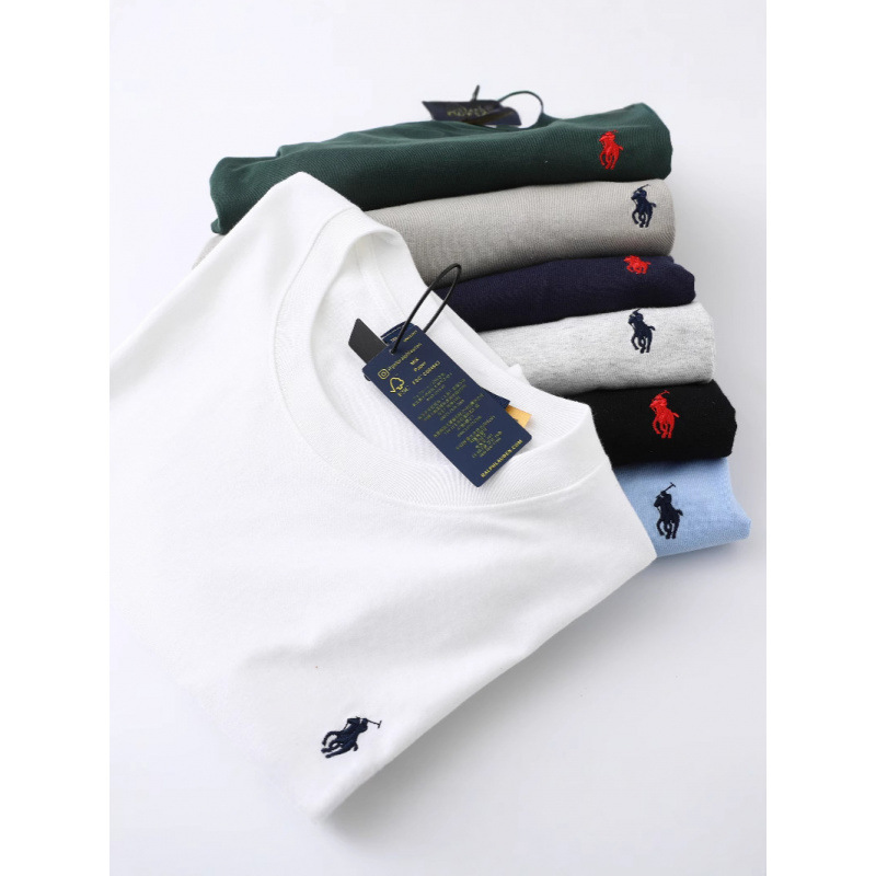 Cross-Border Foreign Trade Supply of Ralph Lauren Rl Round Neck Short-Sleeved Men's Summer Polo Casual Pure Cotton T-Shirt