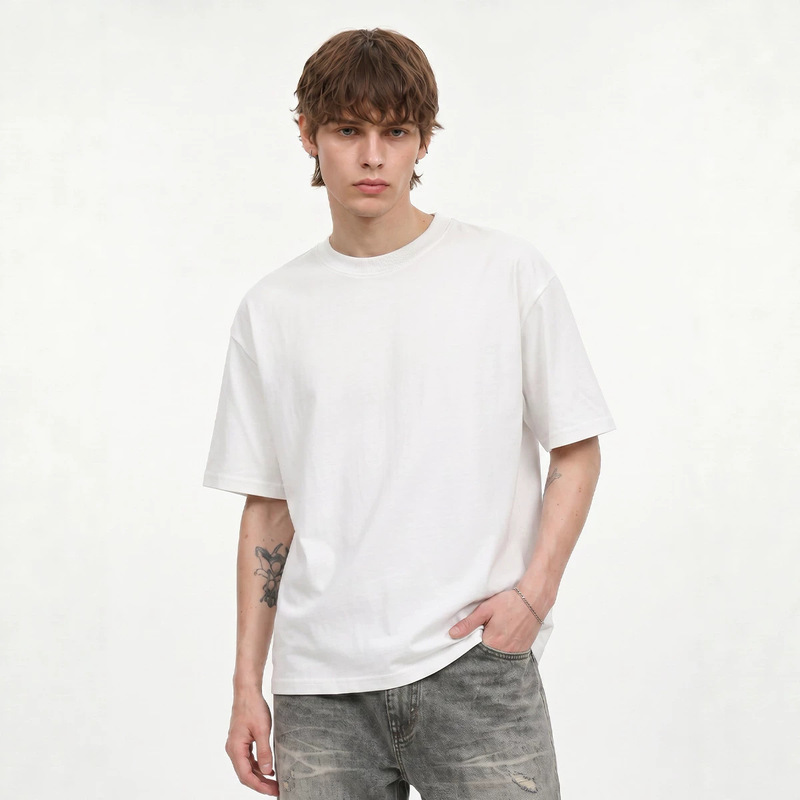 260g Pure Cotton Short-Sleeved T-Shirt, Unisex, Round Neck, Drop Shoulder, Sporty, Solid Color, Basic Style, Solid Color, One-Piece Drop Shipping 260g Pure Cotton Short-Sleeved T-Shirt, Unisex, Round Neck, Drop Shoulder, Sporty, Solid Color, Basic Style, Solid Color, One-Piece Drop Shipping