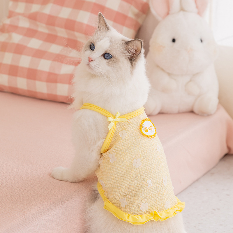 26 primavera y verano ropa de mascotas ventilada fresca malla chaleco de cabina pequeña y media ropa de perro y gato ropa de perro