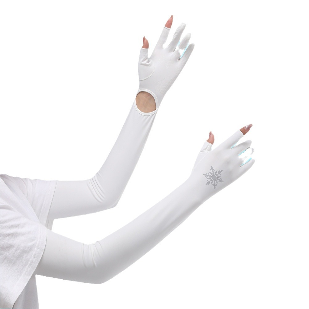 Protección solar manga de hielo verano de las mujeres protección uv brazo guardia conducción correr ciclismo al aire libre ligero transpirable dedo guantes de fuga