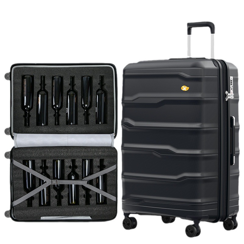 Vali đựng rượu vang PP 28 inch chống rơi, cao cấp, mã số — Màu đen