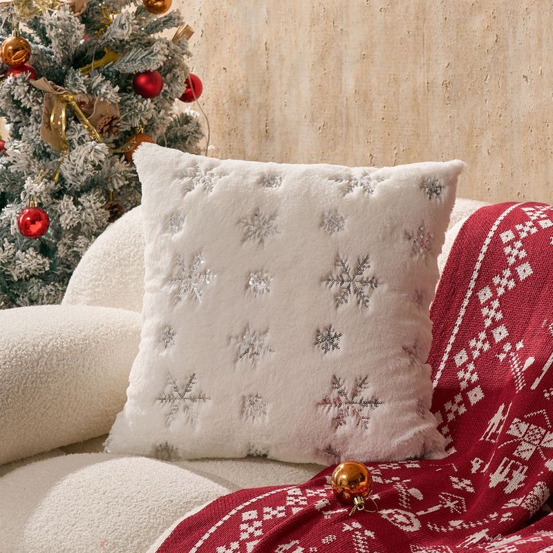 temu Amazon クロスボーダーぬいぐるみスノーフレーク枕カバー、ゴールドスパンコール刺繍クリスマス装飾クッションカバー|undefined