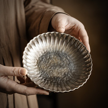 手工鎏银壶承养壶垫蓄水盘复古果盘茶点干果盘茶道家用茶承隔热垫