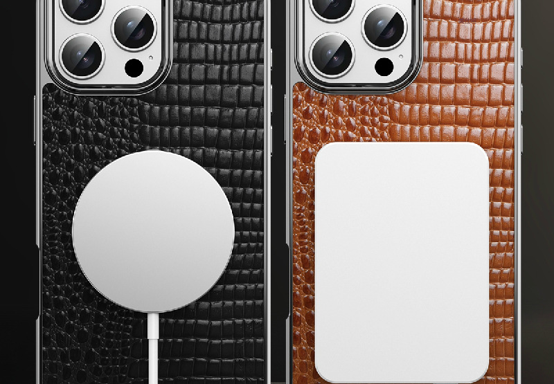 Ốp lưng da bò họa tiết cá sấu cho iPhone 16 Pro Max, 15 Pro Max, 14 Pro Max, nam châm hút từ tính — [Mẫu da cá sấu đen★Da bò lớp thứ nhất tiếp xúc】 Sạc từ tính, [Mẫu da cá sấu màu nâu quý ông ★ Da bò lớp thứ nhất tiếp xúc】 Sạc từ tính chi tiết 30