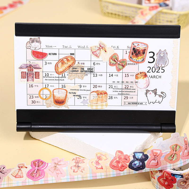 Ketchup girl cinta de caja de forma especial vida pequeña hermosa pequeña cinta de cuenta de mano troquelada fresca collage de bricolaje