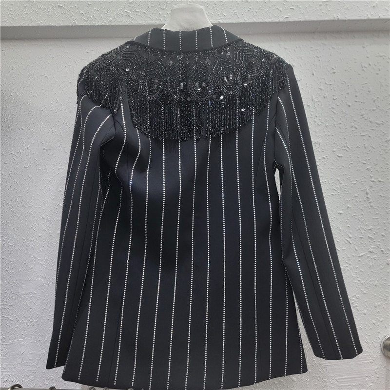 Saco de Vestir Blanco con Flecos y Pedrería de Algodón y Poliéster para Primavera