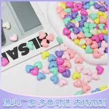 亚克力实色彩色亮面心形桃心横孔串珠diy手工