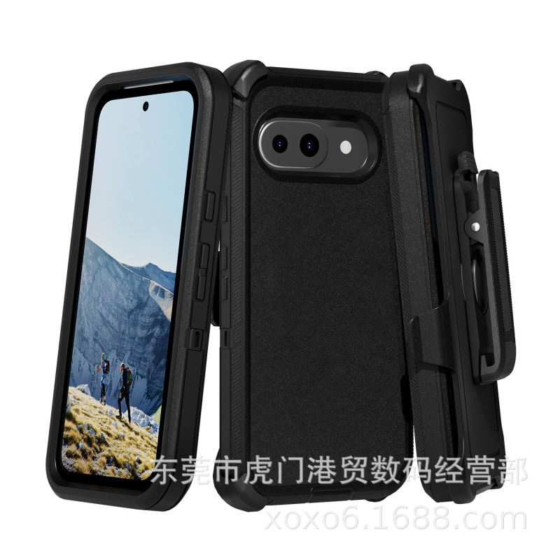 新しい Google Pixel9a に適した 3 つの保護電話ケース、落下防止および防塵のスリーインワン ディフェンダー保護カバー|undefined