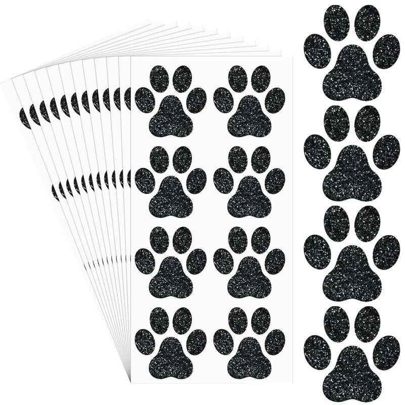 Black Glitter Paw Print Temporary Tattoo Stickers, Waterproof, Long-Lasting, Washable, for Arm, Face, and Body Decoration Black Glitter Paw Print Temporary Tattoo Stickers, Waterproof, Long-Lasting, Washable, for Arm, Face, and Body Decoration